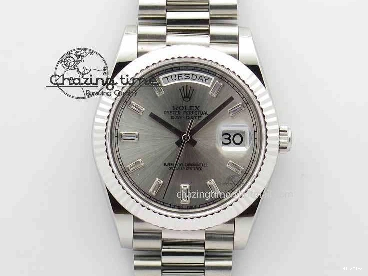 MiroTime 0423 Unisex Day Date 40mm SS BP Maker Best Edition Silver Dial Diamond Markers On SS Bracelet ETA 3690
